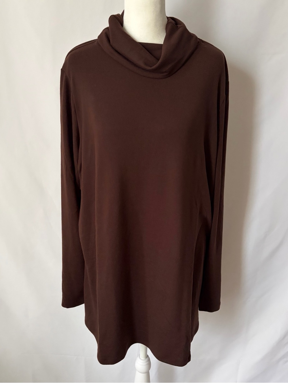 New Denim & Co. Essentials Heavenly Jersey Tunic Dark Chocolate size XL